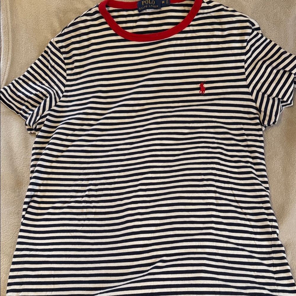 Ralph Lauren Striped Tee with Red Accents